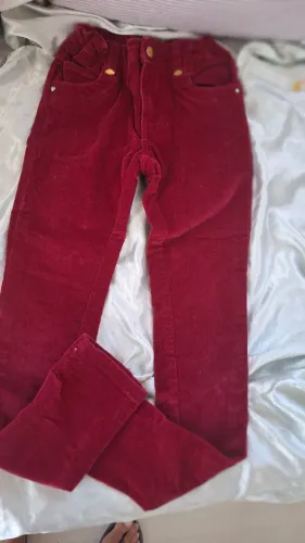 Calça de veludo infantil - Vermelha tam 8 anos