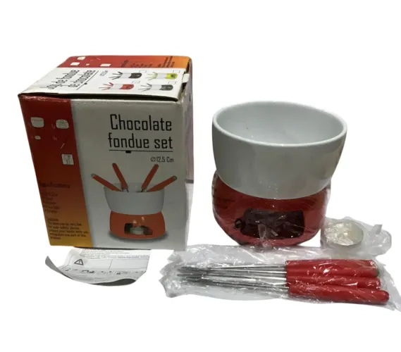 Jogo de fondue de cerâmica de chocolate vermelho-NOVO