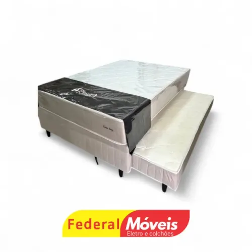 Cama Box Casal com Auxiliar 1,38m Colchão e Base - Últimas Unidades!