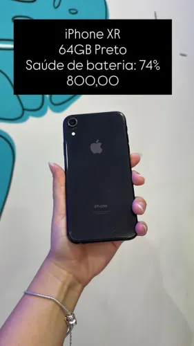 iPhone XR 64GB Preto Saúde da Bateria 74% R$ 800,00