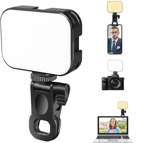 luz led preenchimento rgb camera + suporte 1/4 dslr celular notebook 