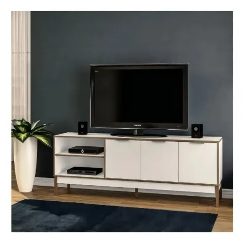 Rack Para Tv Até 75 Polegadas 3 Portas E 2 Nichos