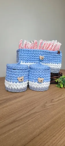 Kit Higiene em Crochê para Bebê - Produto NOVO (Porta fralda, algodão e cotonete)