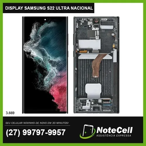 Tela Display P/ Samsung S22 Ultra Orig. Nacional C/ Aro Super Amoled- Instalação em 30min!