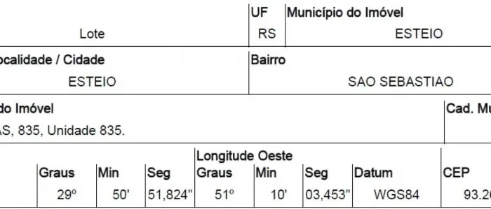 Terreno à venda em LT 36 PARTE SAO SEBASTIAO, Esteio