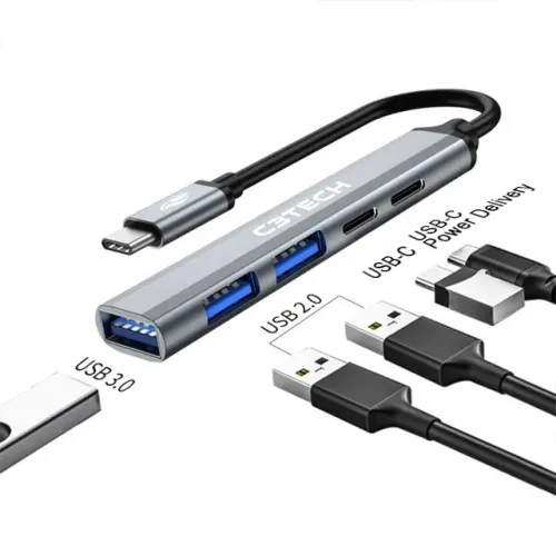 Hub USB-C 5 Portas C3Tech HU-P300SI (1P 3.0/ 2P 2.0/ 2P USB-C) - WZetta