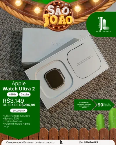 APPLE WATCH ULTRA 2, 49MM, CELULAR, BAT 92%, SEMINOVO, EXCLUSIVO!