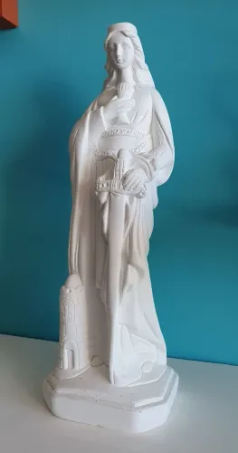 Estátua de gesso Santa Bárbara 28 cm