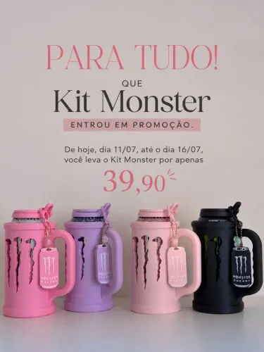 Kit Monster completo (porta lata + tampa + chaveiro abridor de lata)