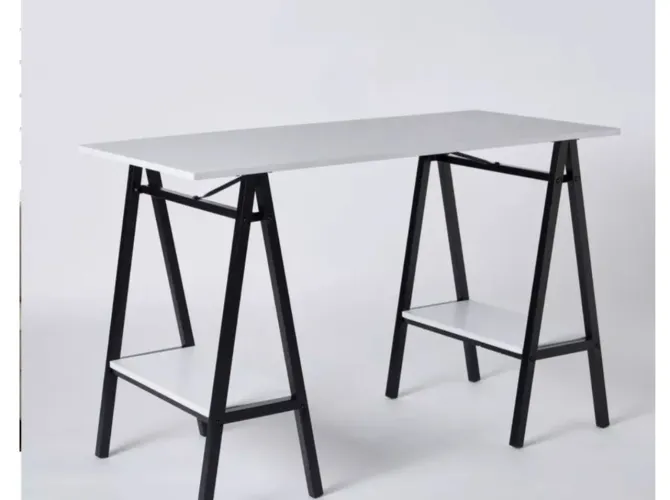 Mesa Escrivaninha Cavalete Estilo Industrial Prisma C08 Snow/preto - Mpozenato