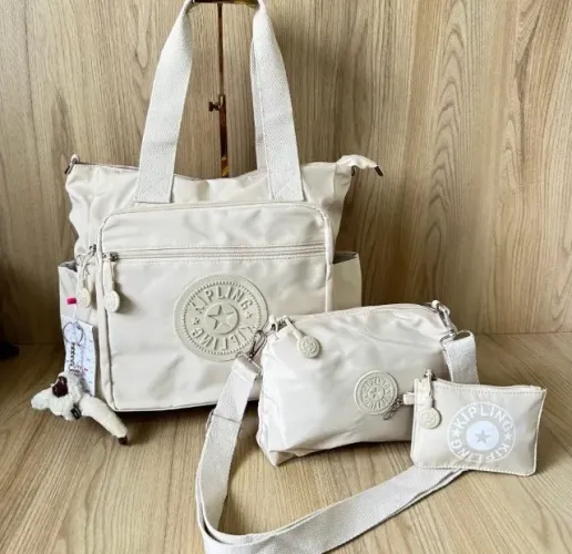 Kit 3 Peças de Bolsas Kipling em Nylon Unissex - Confecção Luxo