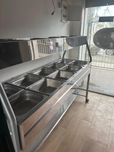 Carrinho Buffet Térmico 10 Cubas Quentes 5 Frias Inox 