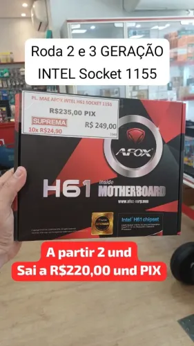 PLACA MÃE 1155 AFOX H61 2 3 GERAÇÃO INTEL LACRADO COM GARANTIA