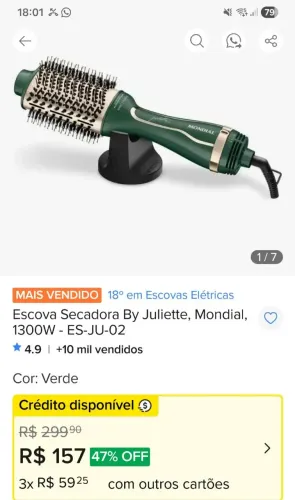 Escova secadora e modeladora