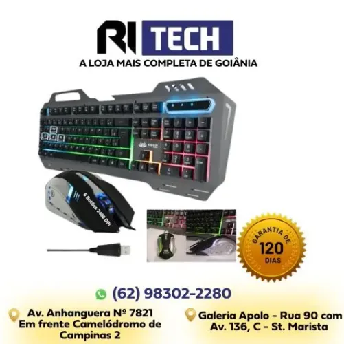 Kit Gamer Knup KP20547 Teclado Semi Mecânico + Mouse Óptico LED
