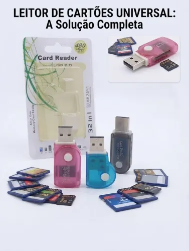 Adaptador Leitor Cartão De Memória USB Micro SD TF SD M2 4 Em 1 Alta Velocidade