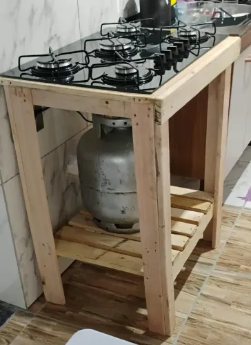 Móvel pra fogão Cooktop de madeira 