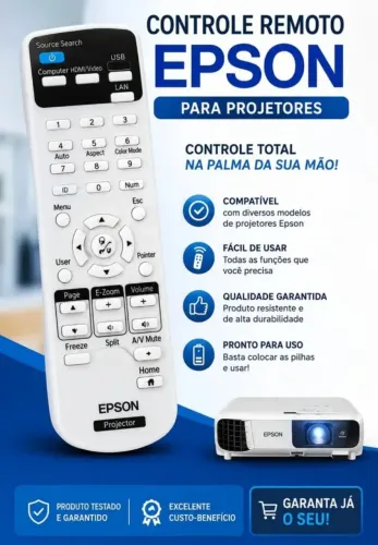 2 unidades Controle Remoto Projetor Epson E20 E10 W49 1485fi 2198635 Branco
