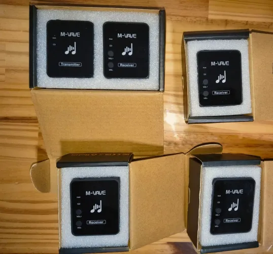 Kit de retorno da M-VAVE com 1 transmissor + 4 receptores + 4 earfones s 