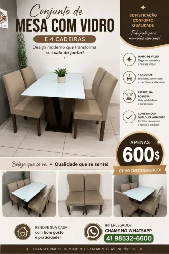 Mesa com 4 cadeiras 
