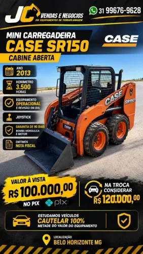 Mini Carregadeira Case SR150 cabine aberta