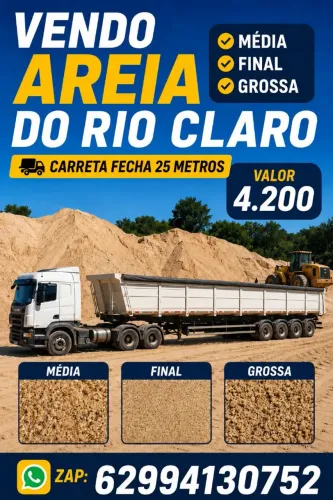 Vendo areia media fina grossa do rio Claro carreta fechada 25 metros zap *