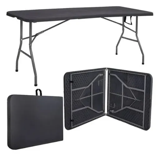 Mesa Dobrável 1,8m Preta - Ideal para Festas e Eventos!