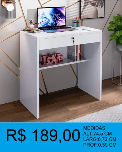escrivaninha - um gaveta- tesla - compre hoje e receba em até 72 horas