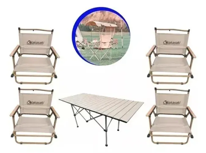 MESA DE CENTRO/CAMPING COM 04 CADEIRAS 