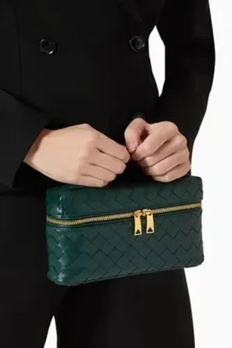 Bolsa verde de couro legítimo modelo italiano Bang bang da Bottega veneta