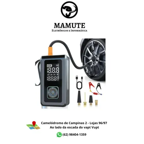 Auxiliar De Partida Emergência 10000mah Compressor Ar 2 Em 1