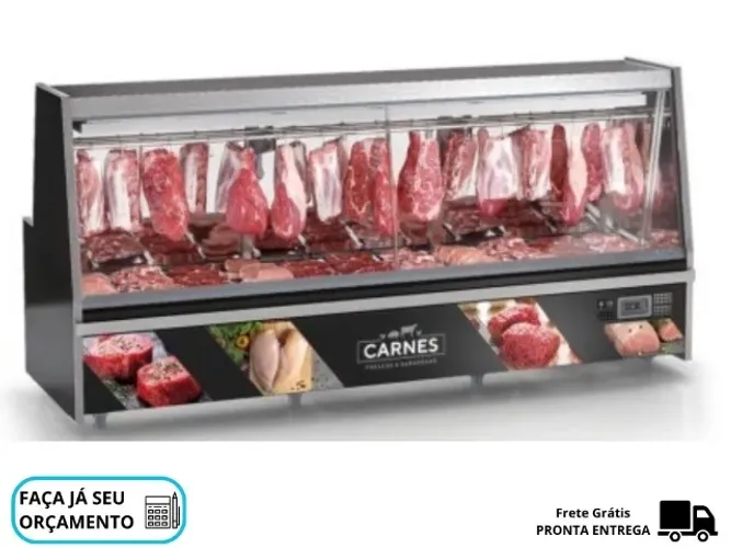 Balcão de Açougue 3m Preto Gelopar 220v