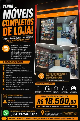 mobiliário completo de uma loja