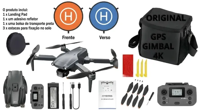 Drone Lyzrc L600 Pro Max Gimbal De 3 Eixos + Pista De Pouso + hélices sobressantes + case.