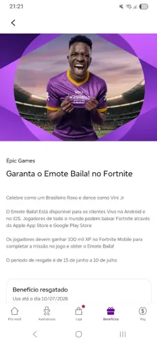 Emote Baila no FORTNITE do Vini JR