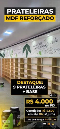 PRATELEIRAS / GONDOLAS MDF CHAPA GROSSA