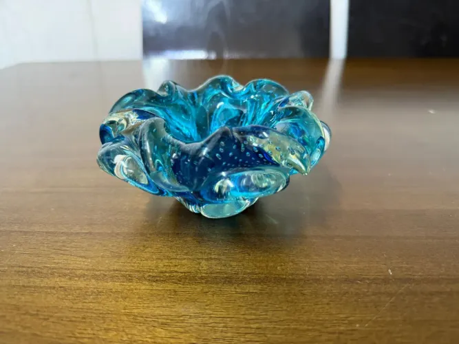 Centro de mesa em Cristal Murano azul