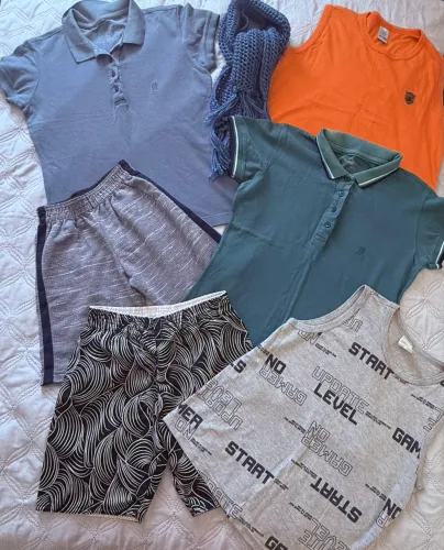 Lote de Roupas Infantis Masculinas 6 a 8 Anos - Tudo por R$ 15