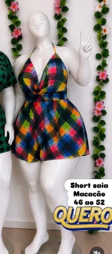 MACACÃO SHORT SAIA PLUS SIZE
