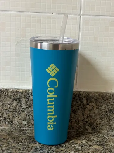 Copo térmico Columbia azul 888ml com tampa e canudo