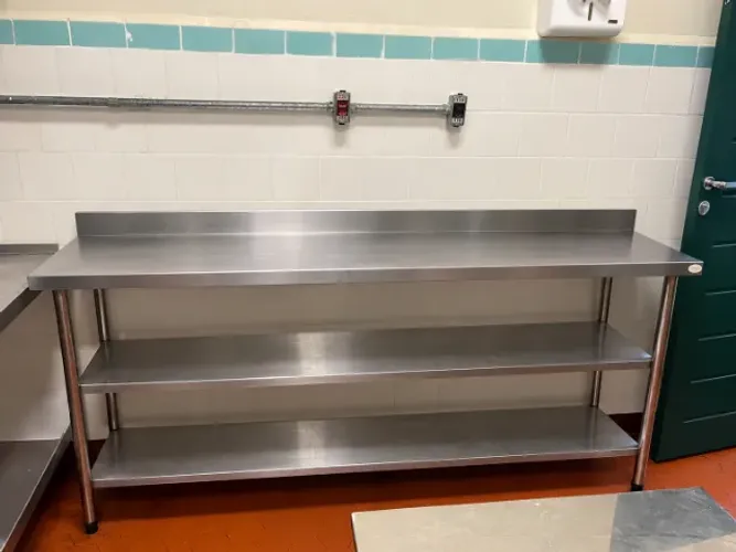  Mesa Aço Inox com Espelho e Dois Paneleiros Remanox - 190x70x90cm