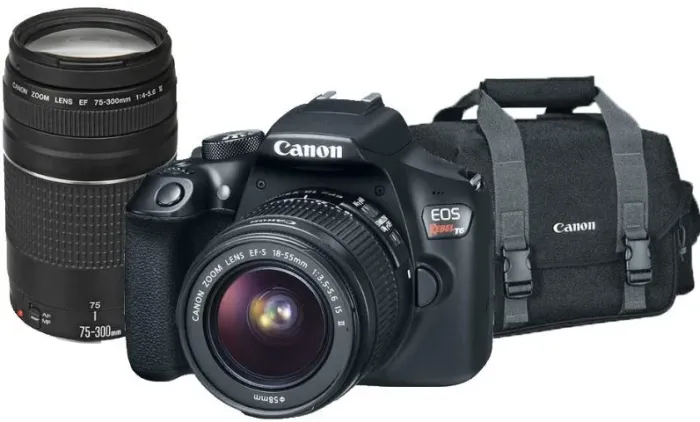 Câmera Canon EOS Rebel T6 com 2 Lentes Canon: 18-55mm + 75-300mm