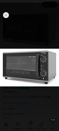 Forno De Banca Elétrico Top48 Fogatti 48 Litros Black 110v
