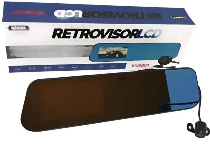 Kit Espelho Retrovisor Tela Lcd 4.3 Frente Re Kp-s103 Knup