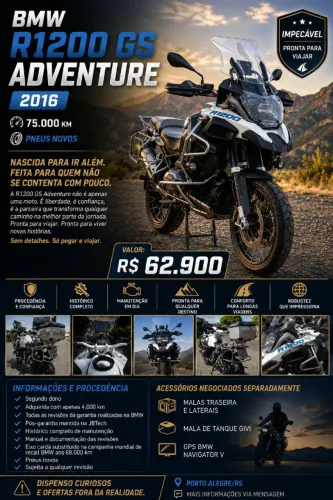 Bmw R 1200 Gs Adventure Impecável - Estado de Nova - Histórico Completo - Pronta Viagem