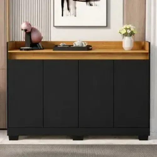 Buffet Real com 4 portas Preto/Mel