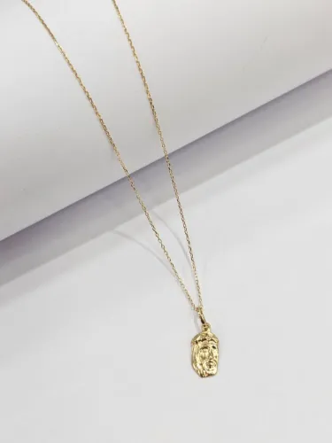 Corrente fina + pingente face jesus ouro-18k
