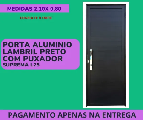Porta de entrada lambril preto 210 x 0,80