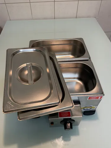 Rechaud Retangular Térmico em Inox 2 Cubas
