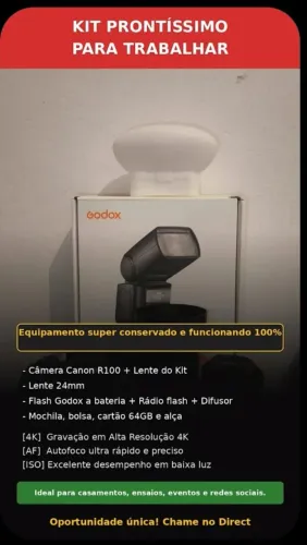 Vendo um kit top câmera fotográfica Canon R100 + kit completo